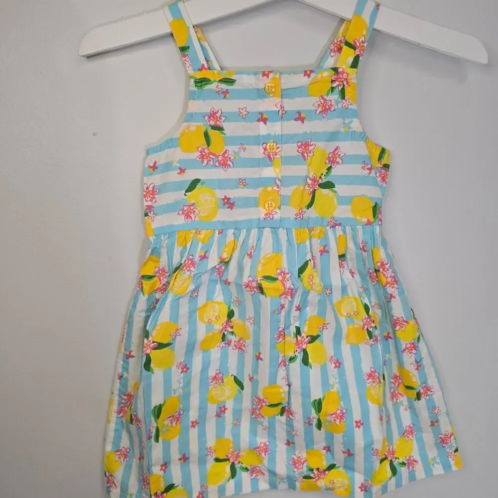 Beebay girls Lemon Striped Pinafore Dress 2 years NWT